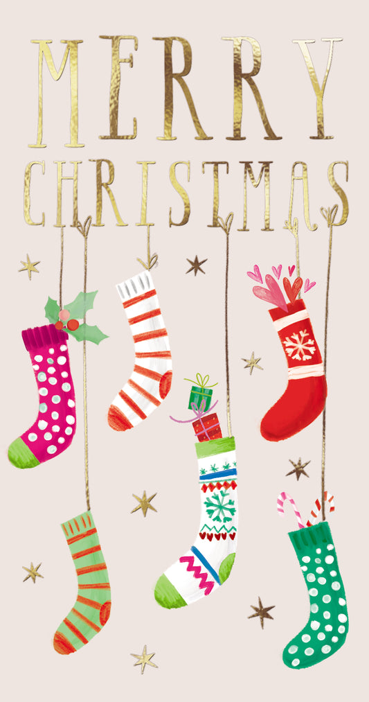 Stockings Hanging From Text Money Wallet