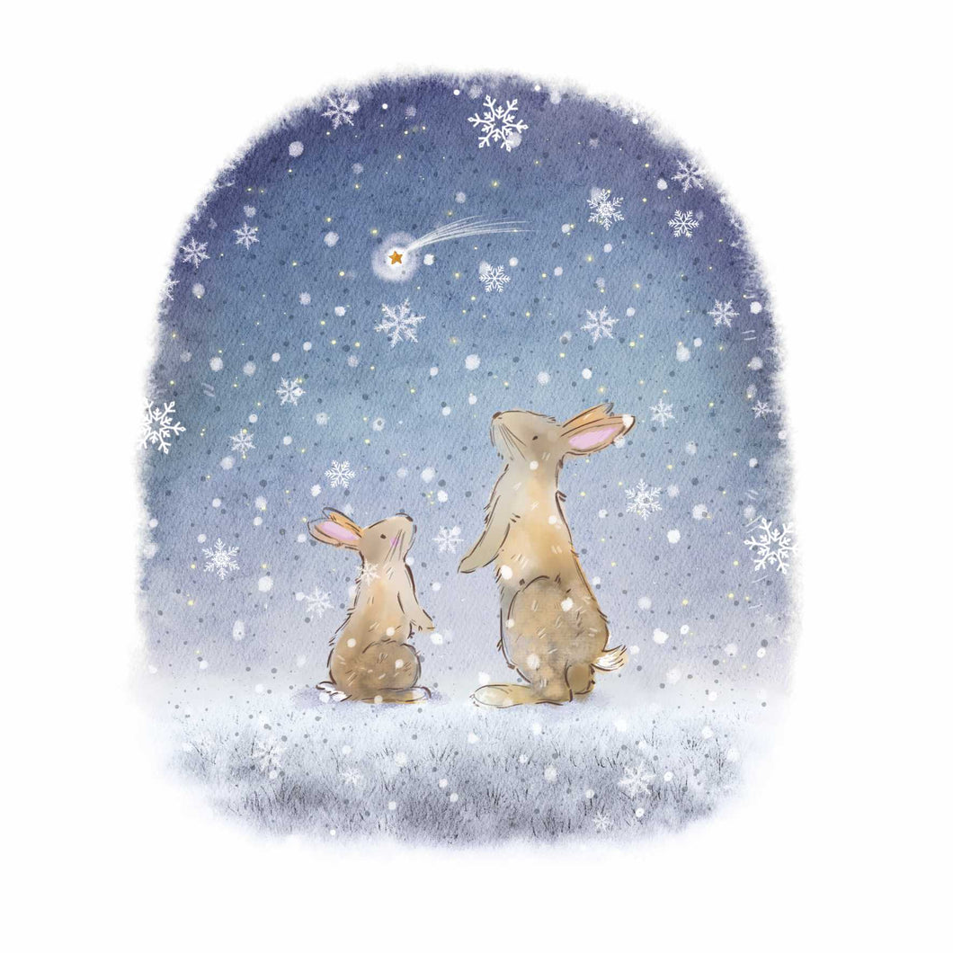 Hares on a Snowy Night